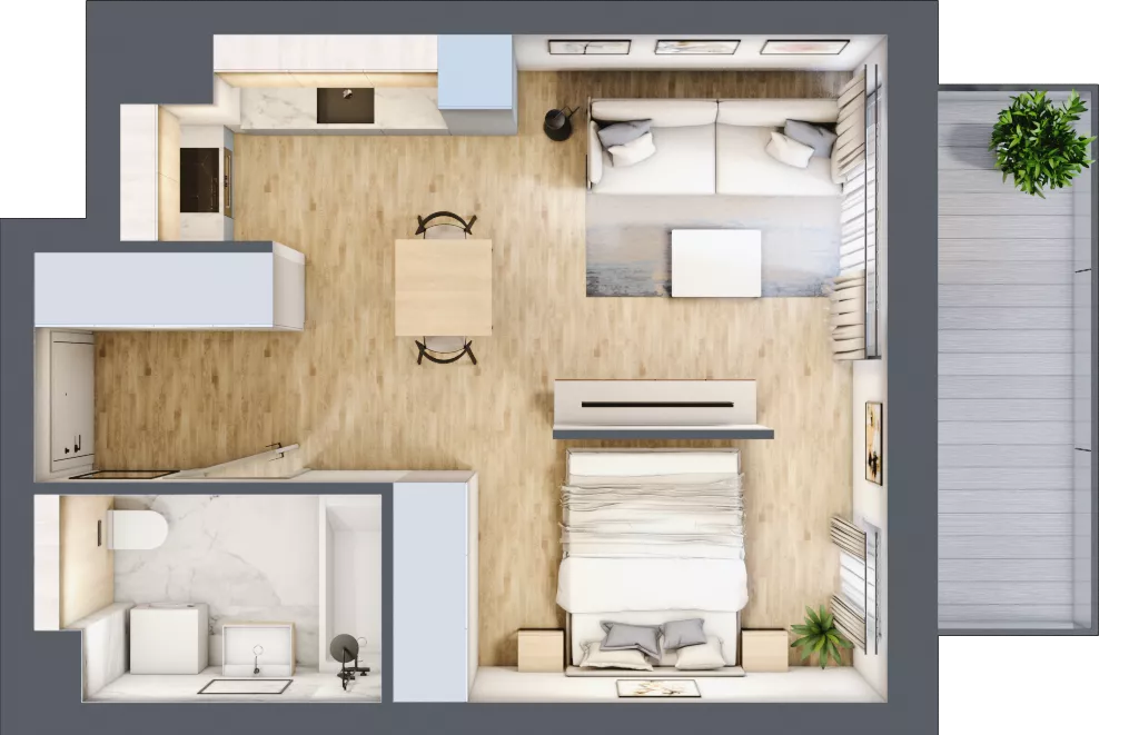 1 pokój, mieszkanie 34,89 m², piętro 7, oferta nr A.3.8.01, Botanika Skierniewice, Skierniewice, Aleja Macieja Rataja 18