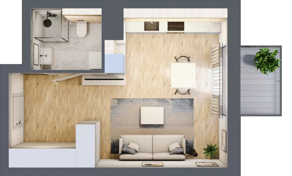 1 pokój, mieszkanie 32,46 m², piętro 3, oferta nr A.2.4.08, Botanika Skierniewice, Skierniewice, Aleja Macieja Rataja 18