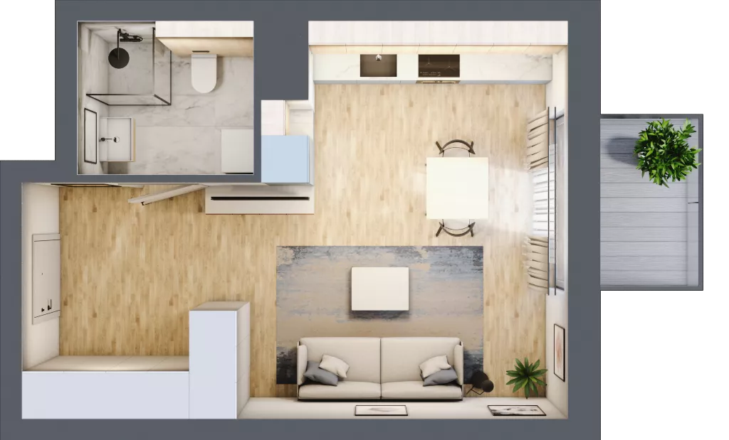 1 pokój, mieszkanie 32,46 m², piętro 7, oferta nr A.2.8.07, Botanika Skierniewice, Skierniewice, Aleja Macieja Rataja 18