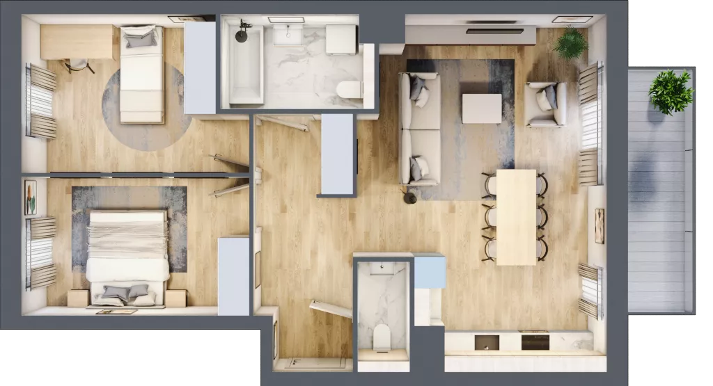 3 pokoje, mieszkanie 68,98 m², piętro 1, oferta nr A.1.2.04, Botanika Skierniewice, Skierniewice, Aleja Macieja Rataja 18