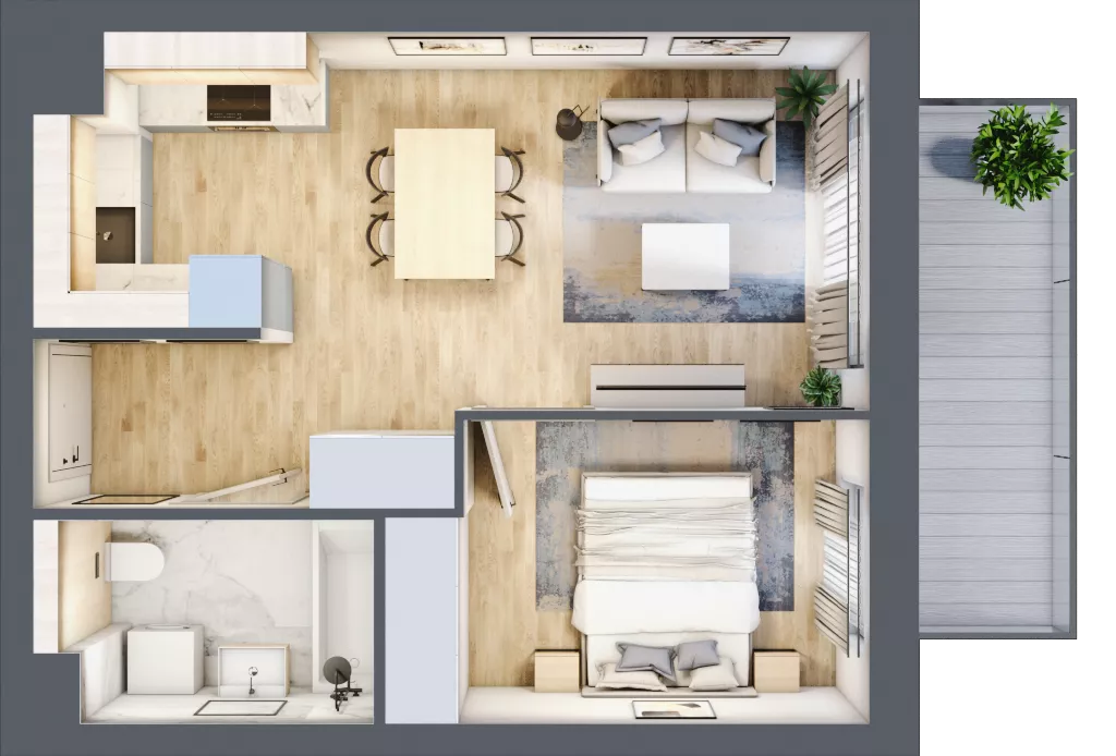 2 pokoje, mieszkanie 38,00 m², piętro 5, oferta nr A.2.6.08, Botanika Skierniewice, Skierniewice, Aleja Macieja Rataja 18