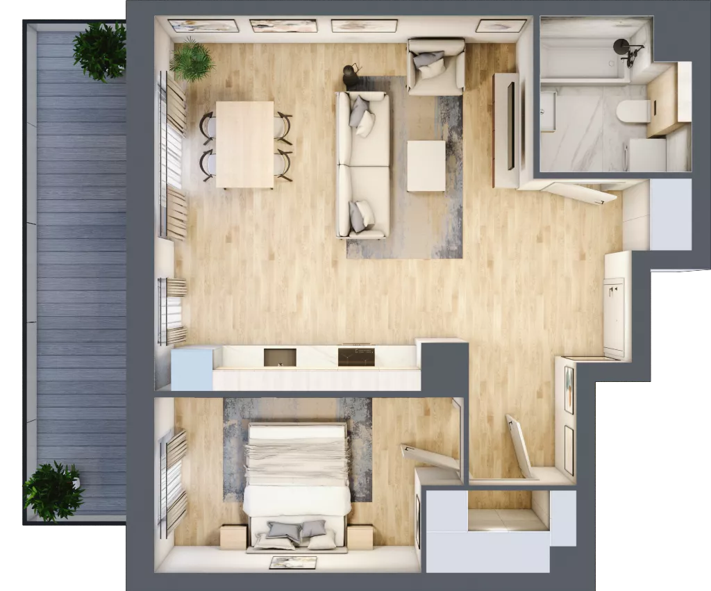2 pokoje, mieszkanie 54,15 m², piętro 2, oferta nr A.2.3.07, Botanika Skierniewice, Skierniewice, Aleja Macieja Rataja 18