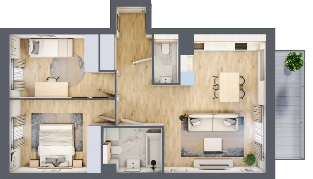 3 pokoje, mieszkanie 65,18 m², piętro 2, oferta nr A.3.3.09, Botanika Skierniewice, Skierniewice, Aleja Macieja Rataja 18