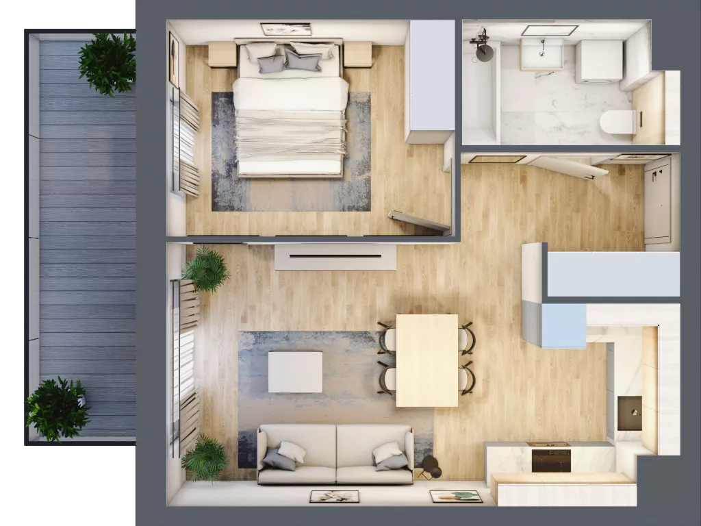 2 pokoje, mieszkanie 43,53 m², piętro 6, oferta nr A.3.7.05, Botanika Skierniewice, Skierniewice, Aleja Macieja Rataja 18