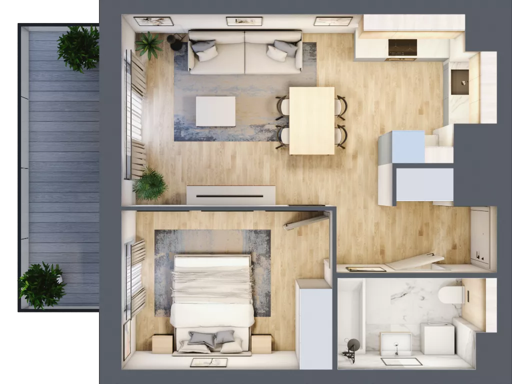 2 pokoje, mieszkanie 42,38 m², piętro 5, oferta nr A.2.6.05, Botanika Skierniewice, Skierniewice, Aleja Macieja Rataja 18