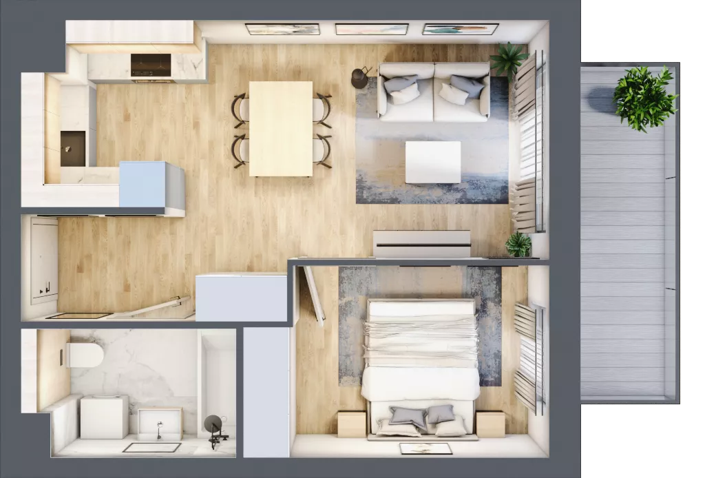 2 pokoje, mieszkanie 38,00 m², piętro 3, oferta nr A.2.4.07, Botanika Skierniewice, Skierniewice, Aleja Macieja Rataja 18
