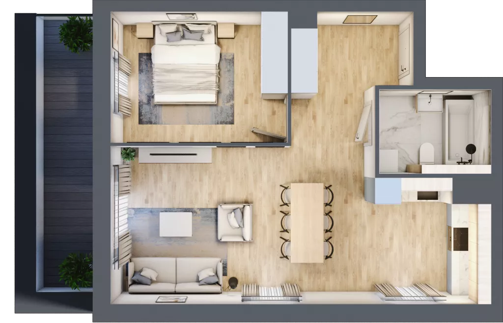 2 pokoje, mieszkanie 53,16 m², piętro 1, oferta nr A.2.2.03, Botanika Skierniewice, Skierniewice, Aleja Macieja Rataja 18