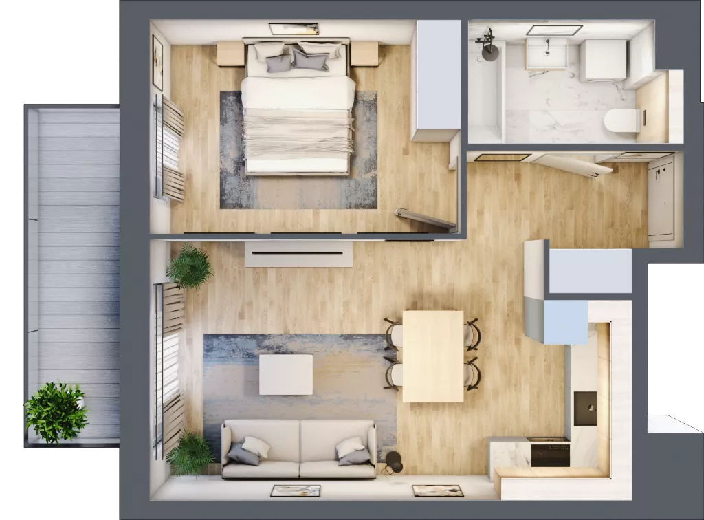2 pokoje, mieszkanie 43,92 m², piętro 5, oferta nr A.4.6.04, Botanika Skierniewice, Skierniewice, Aleja Macieja Rataja 18
