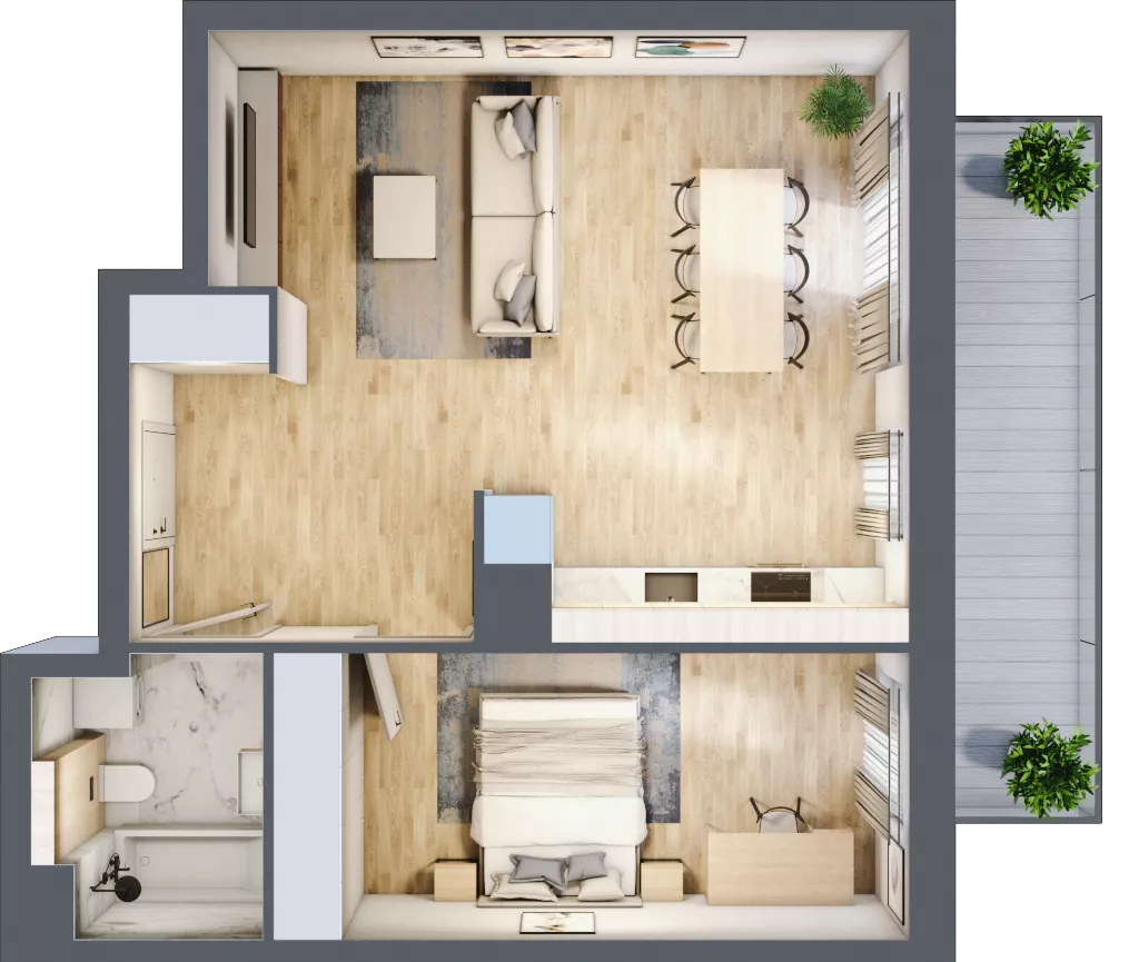 2 pokoje, mieszkanie 54,44 m², piętro 7, oferta nr A.3.8.03, Botanika Skierniewice, Skierniewice, Aleja Macieja Rataja 18