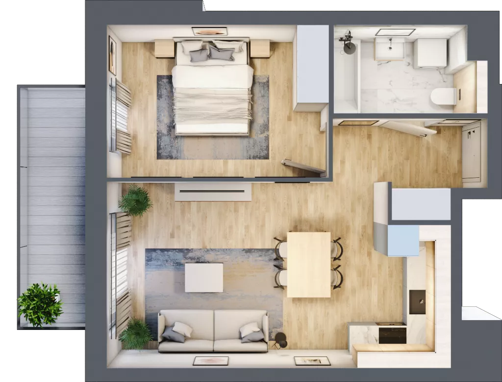 2 pokoje, mieszkanie 43,92 m², piętro 2, oferta nr A.4.3.04, Botanika Skierniewice, Skierniewice, Aleja Macieja Rataja 18