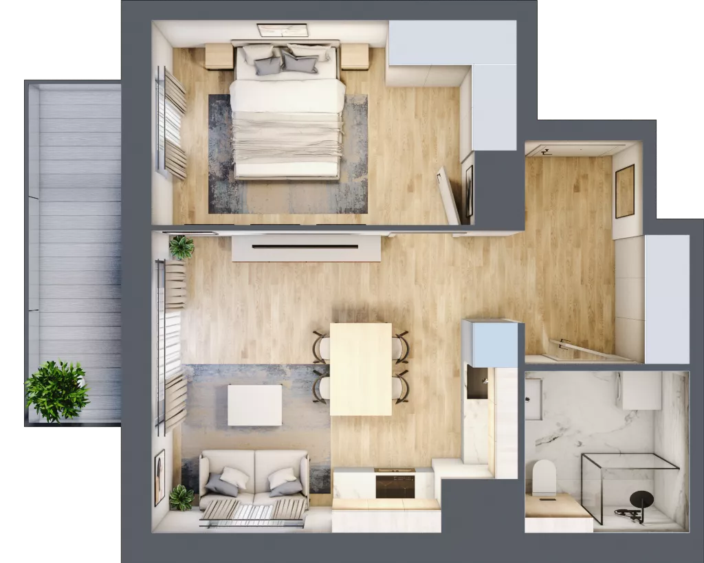 2 pokoje, mieszkanie 43,06 m², piętro 4, oferta nr A.2.5.01, Botanika Skierniewice, Skierniewice, Aleja Macieja Rataja 18