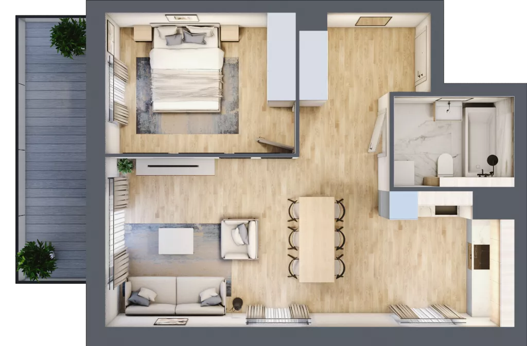 2 pokoje, mieszkanie 53,16 m², piętro 4, oferta nr A.2.5.02, Botanika Skierniewice, Skierniewice, Aleja Macieja Rataja 18