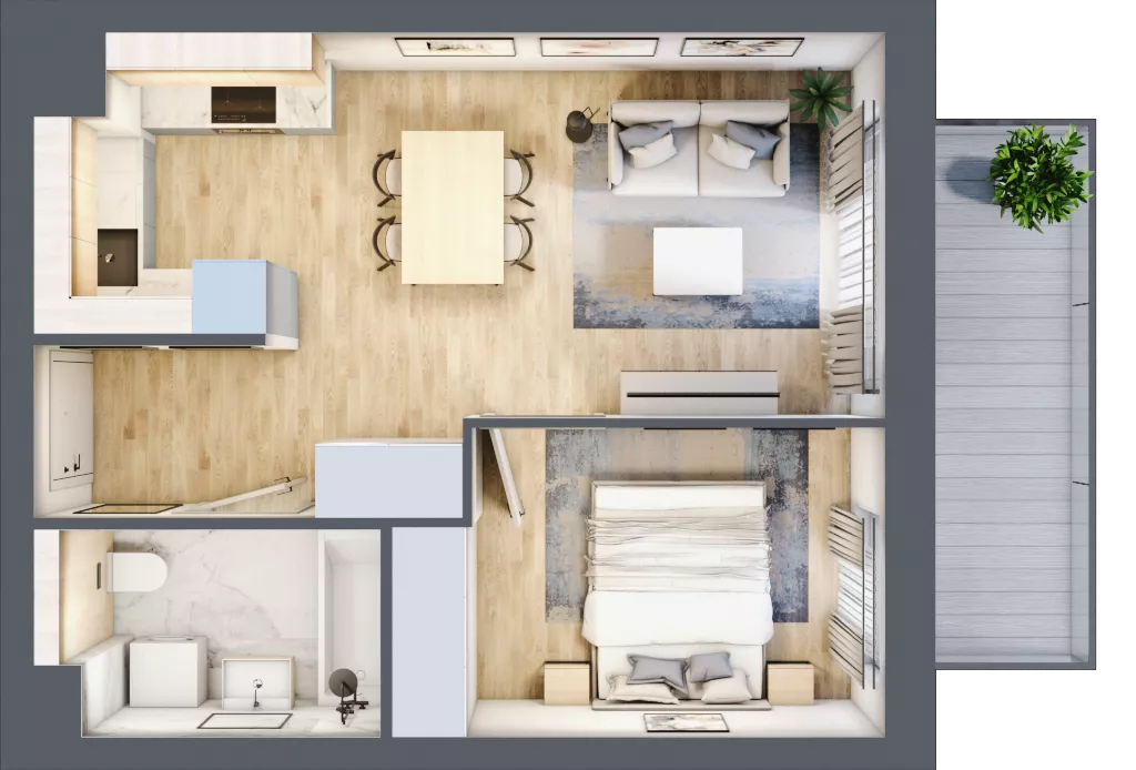 2 pokoje, mieszkanie 38,00 m², piętro 5, oferta nr A.3.6.02, Botanika Skierniewice, Skierniewice, Aleja Macieja Rataja 18