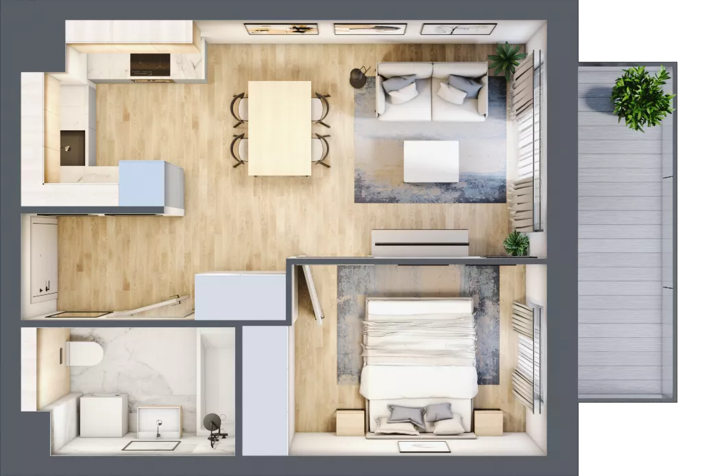 2 pokoje, mieszkanie 38,00 m², piętro 6, oferta nr A.2.7.08, Botanika Skierniewice, Skierniewice, Aleja Macieja Rataja 18