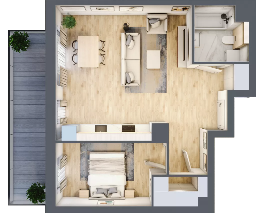 2 pokoje, mieszkanie 54,15 m², piętro 7, oferta nr A.2.8.04, Botanika Skierniewice, Skierniewice, Aleja Macieja Rataja 18