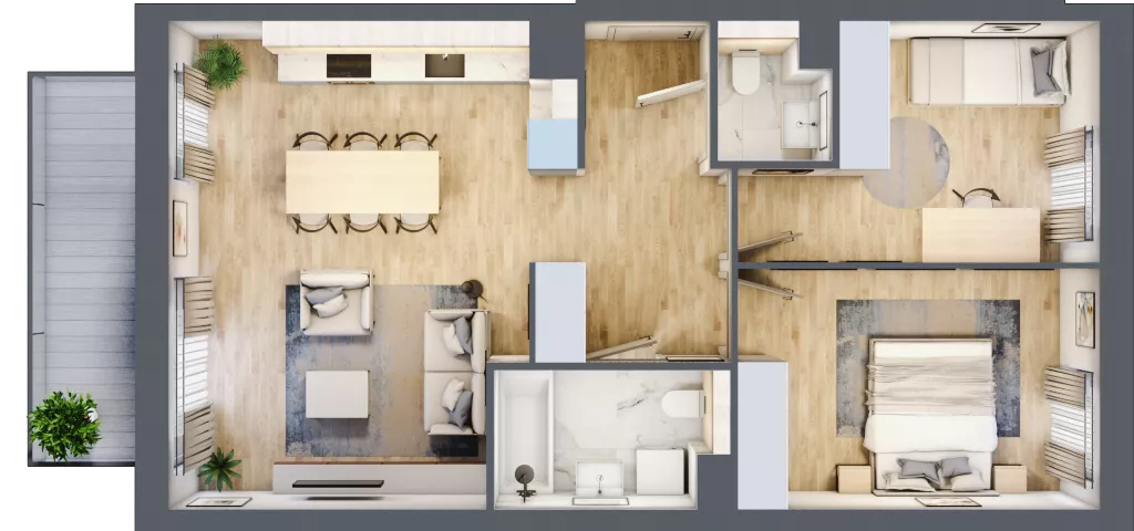 3 pokoje, mieszkanie 63,43 m², piętro 2, oferta nr A.2.3.01, Botanika Skierniewice, Skierniewice, Aleja Macieja Rataja 18