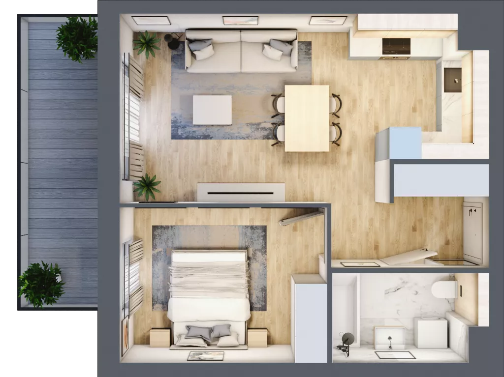 2 pokoje, mieszkanie 43,53 m², piętro 3, oferta nr A.3.4.06, Botanika Skierniewice, Skierniewice, Aleja Macieja Rataja 18