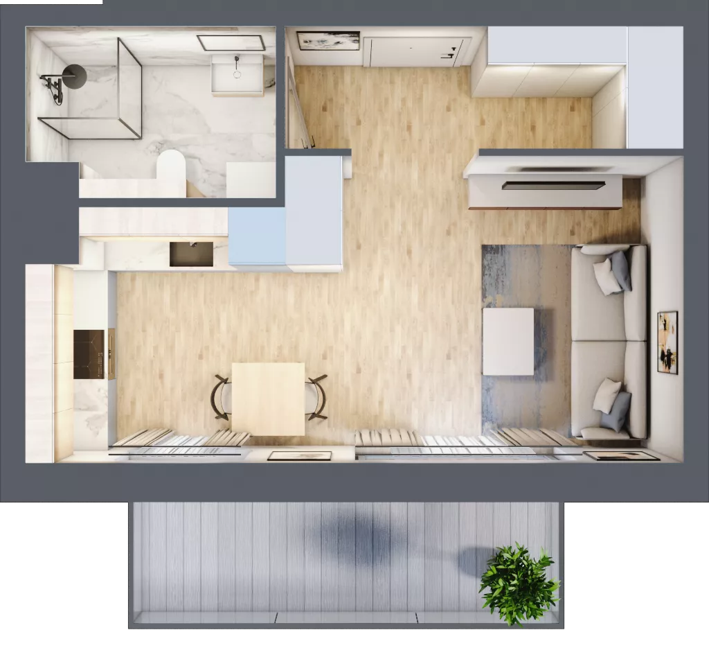 1 pokój, mieszkanie 30,61 m², piętro 2, oferta nr A.1.3.03, Botanika Skierniewice, Skierniewice, Aleja Macieja Rataja 18