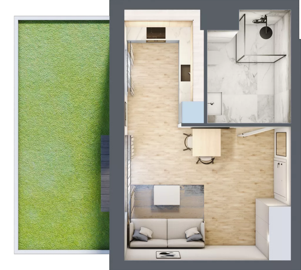 1 pokój, mieszkanie 30,67 m², parter, oferta nr A.1.1.03, Botanika Skierniewice, Skierniewice, Aleja Macieja Rataja 18
