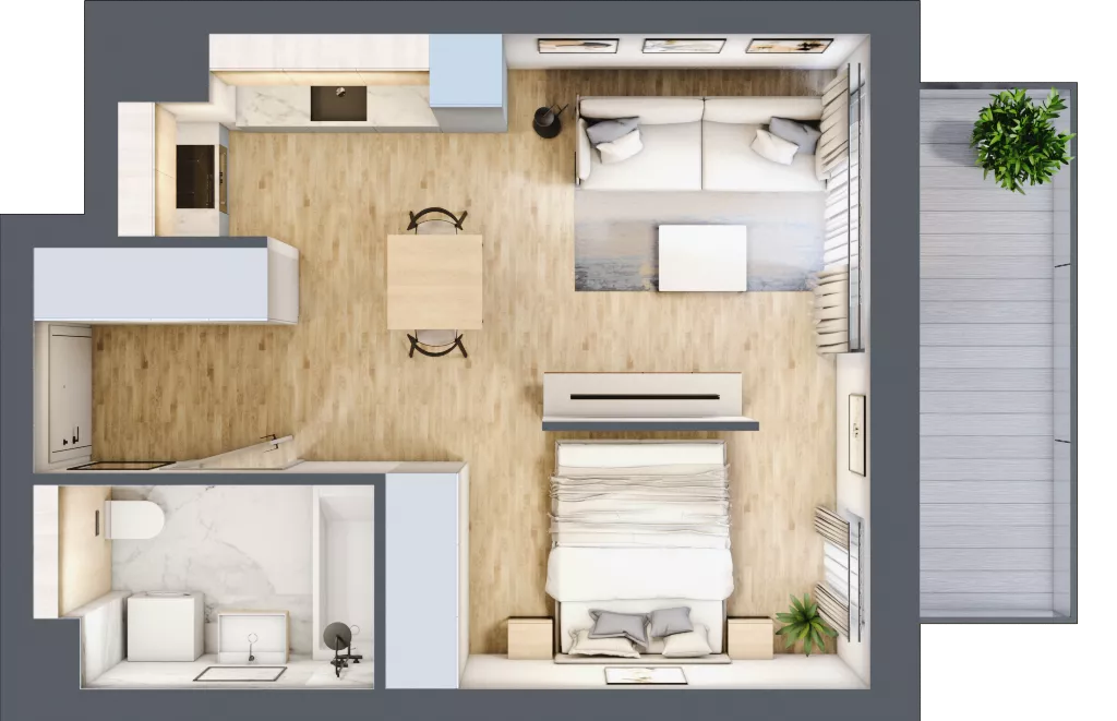 1 pokój, mieszkanie 34,89 m², piętro 3, oferta nr A.3.4.01, Botanika Skierniewice, Skierniewice, Aleja Macieja Rataja 18