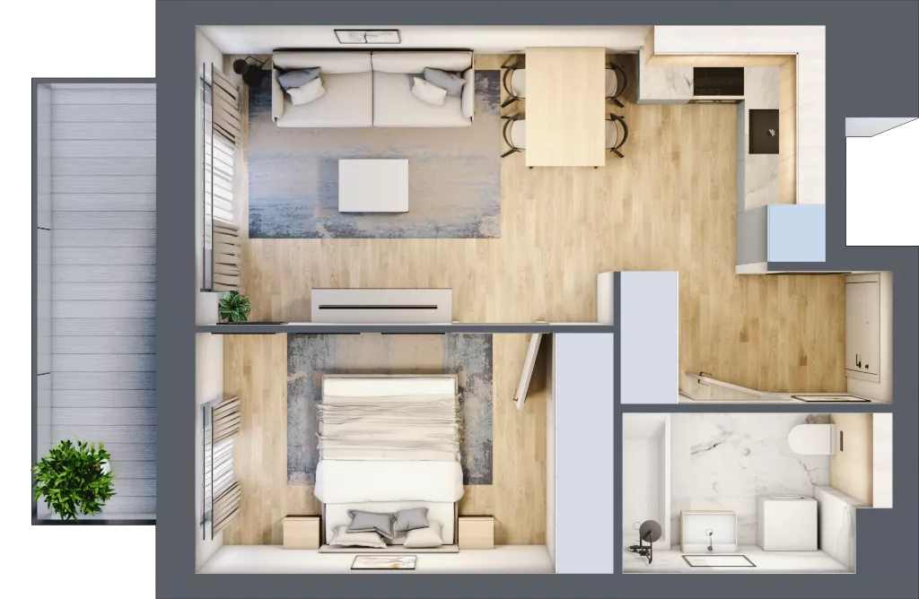 2 pokoje, mieszkanie 38,68 m², piętro 8, oferta nr A.4.8.02, Botanika Skierniewice, Skierniewice, Aleja Macieja Rataja 18