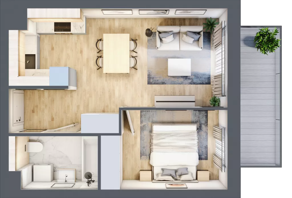 2 pokoje, mieszkanie 38,00 m², piętro 4, oferta nr A.2.5.08, Botanika Skierniewice, Skierniewice, Aleja Macieja Rataja 18