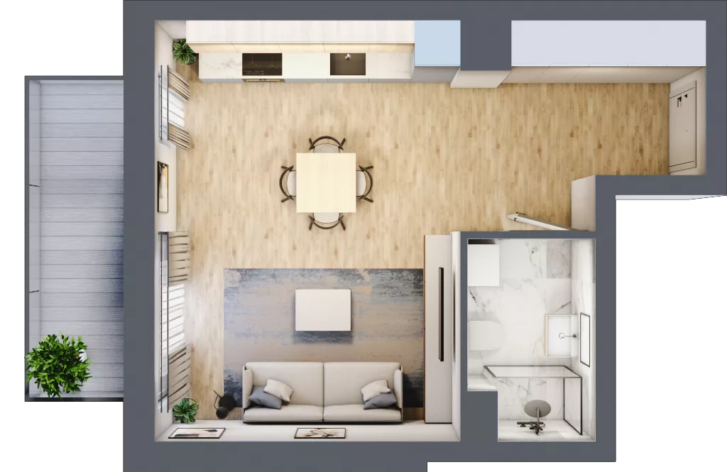 1 pokój, mieszkanie 34,18 m², piętro 3, oferta nr A.4.4.02, Botanika Skierniewice, Skierniewice, Aleja Macieja Rataja 18