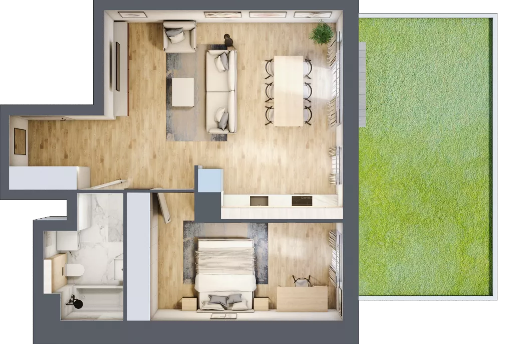 2 pokoje, mieszkanie 57,52 m², parter, oferta nr A.3.1.02, Botanika Skierniewice, Skierniewice, Aleja Macieja Rataja 18