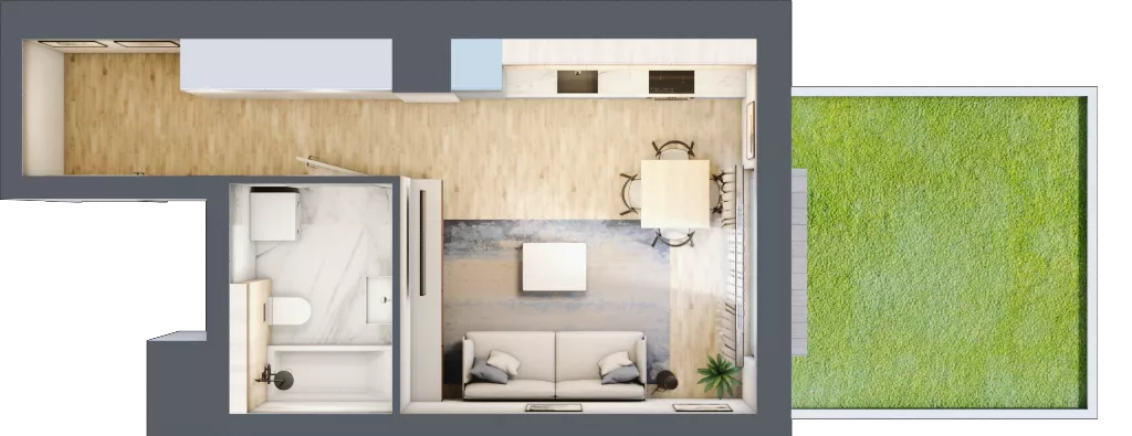 1 pokój, mieszkanie 30,60 m², parter, oferta nr A.2.1.01, Botanika Skierniewice, Skierniewice, Aleja Macieja Rataja 18
