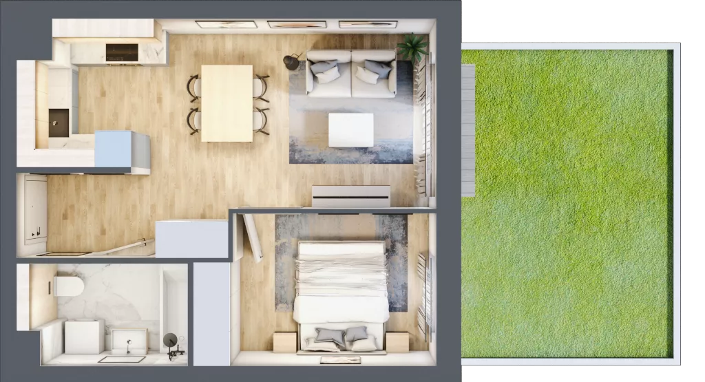 2 pokoje, mieszkanie 38,00 m², parter, oferta nr A.3.1.01, Botanika Skierniewice, Skierniewice, Aleja Macieja Rataja 18
