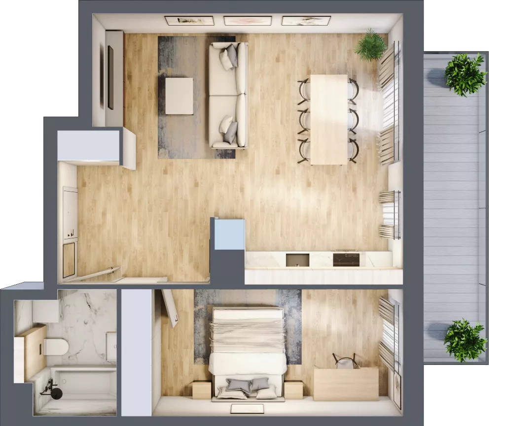 2 pokoje, mieszkanie 54,44 m², piętro 2, oferta nr A.3.3.03, Botanika Skierniewice, Skierniewice, Aleja Macieja Rataja 18