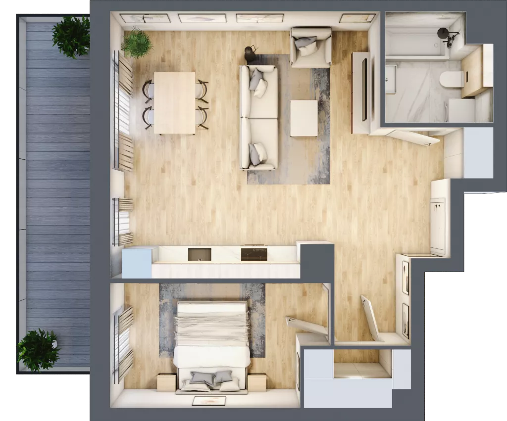 2 pokoje, mieszkanie 54,15 m², piętro 4, oferta nr A.2.5.06, Botanika Skierniewice, Skierniewice, Aleja Macieja Rataja 18