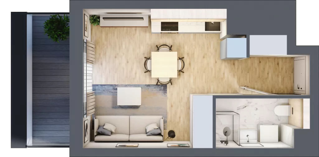 1 pokój, mieszkanie 26,13 m², piętro 1, oferta nr A.2.2.04, Botanika Skierniewice, Skierniewice, Aleja Macieja Rataja 18