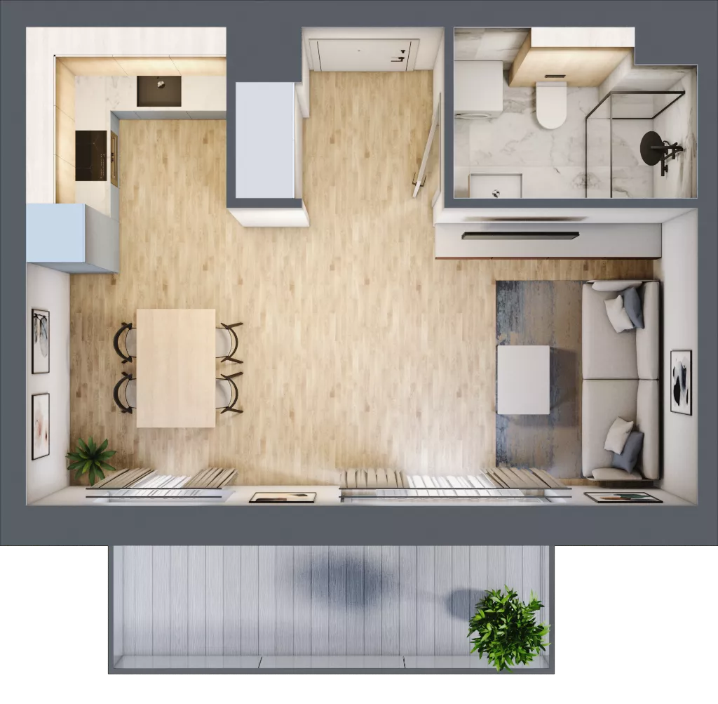 1 pokój, mieszkanie 32,56 m², piętro 1, oferta nr A.2.2.02, Botanika Skierniewice, Skierniewice, Aleja Macieja Rataja 18