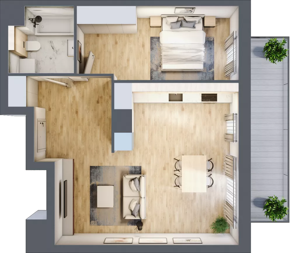 2 pokoje, mieszkanie 54,83 m², piętro 5, oferta nr A.2.6.07, Botanika Skierniewice, Skierniewice, Aleja Macieja Rataja 18