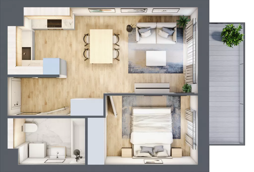 2 pokoje, mieszkanie 38,00 m², piętro 7, oferta nr A.2.8.06, Botanika Skierniewice, Skierniewice, Aleja Macieja Rataja 18
