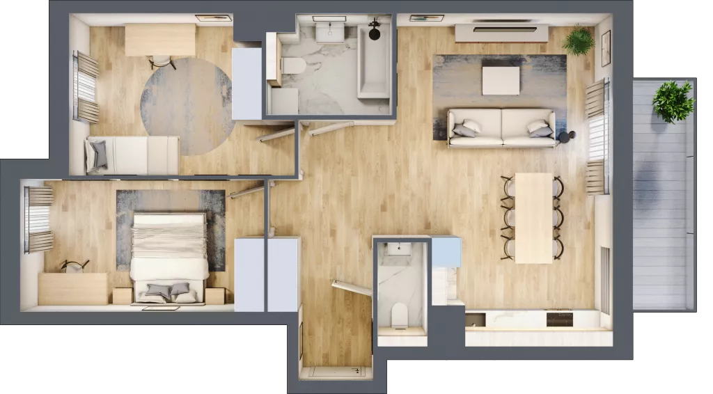 3 pokoje, mieszkanie 72,69 m², piętro 1, oferta nr A.4.2.05, Botanika Skierniewice, Skierniewice, Aleja Macieja Rataja 18