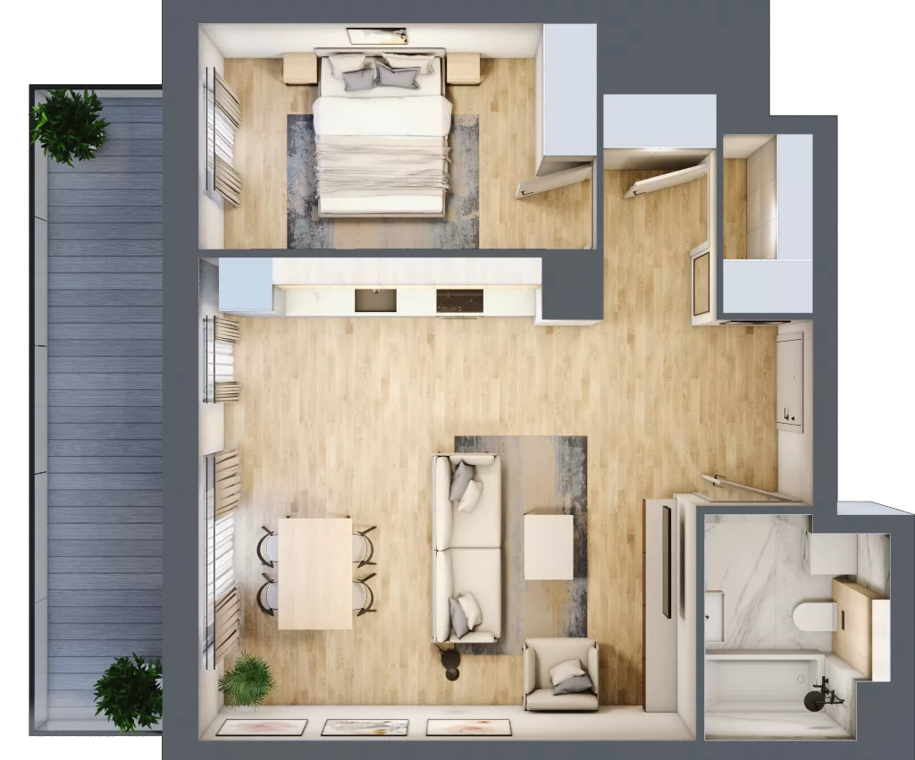 2 pokoje, mieszkanie 53,55 m², piętro 6, oferta nr A.3.7.04, Botanika Skierniewice, Skierniewice, Aleja Macieja Rataja 18