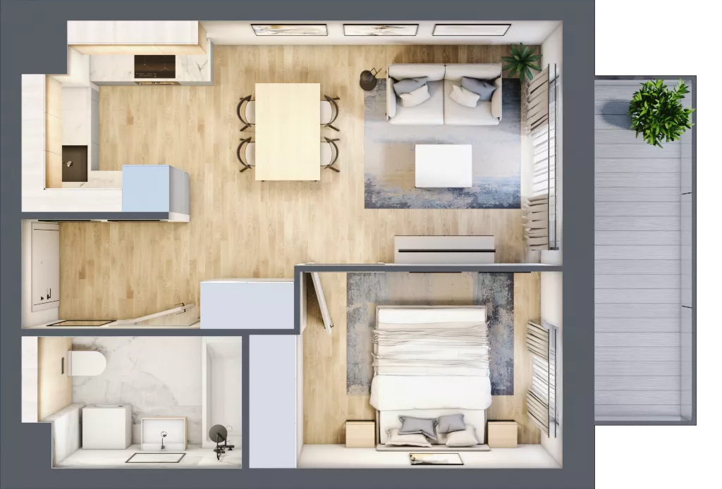 2 pokoje, mieszkanie 38,00 m², piętro 1, oferta nr A.3.2.02, Botanika Skierniewice, Skierniewice, Aleja Macieja Rataja 18