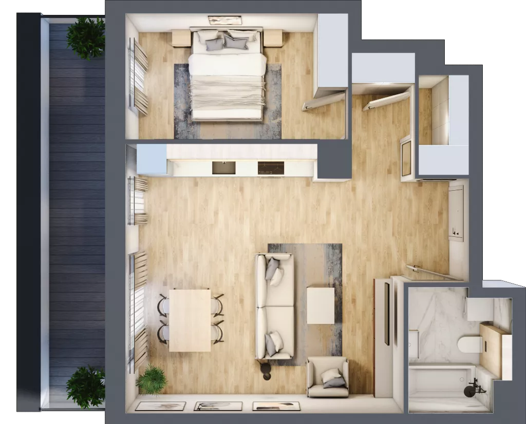 2 pokoje, mieszkanie 53,55 m², piętro 1, oferta nr A.3.2.04, Botanika Skierniewice, Skierniewice, Aleja Macieja Rataja 18