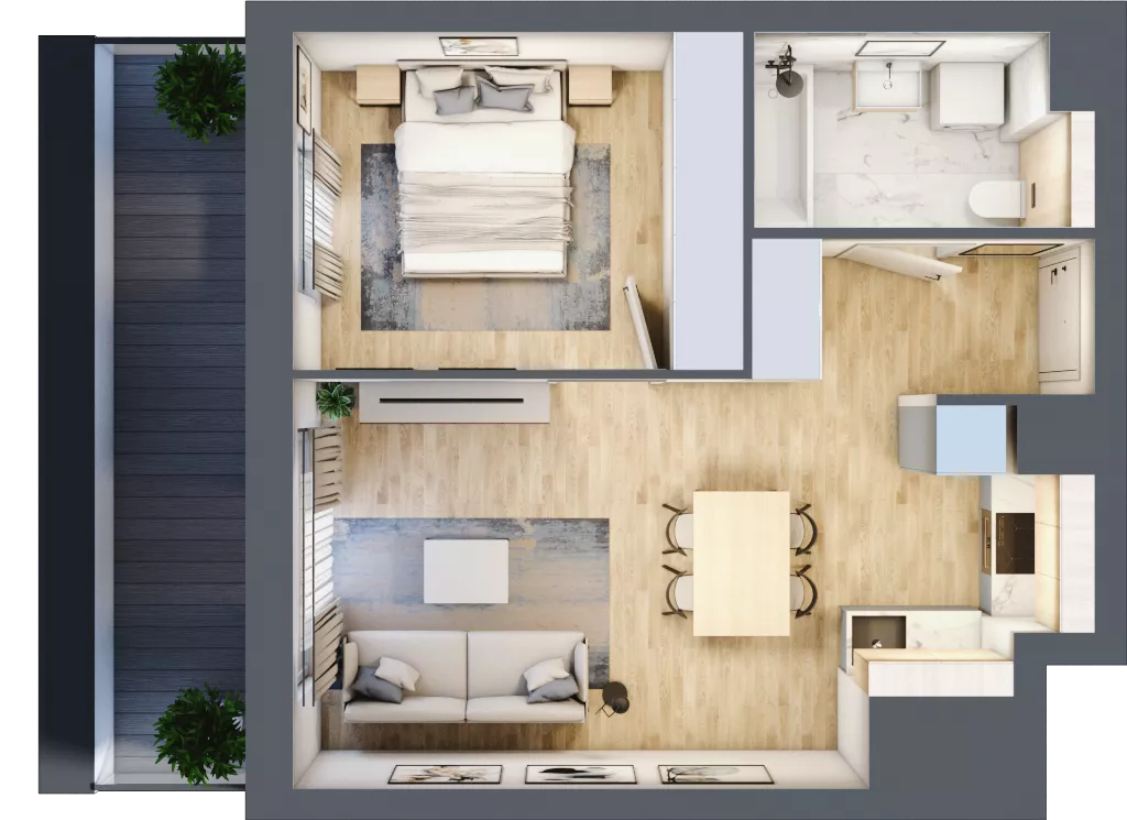 2 pokoje, mieszkanie 41,59 m², piętro 1, oferta nr A.2.2.05, Botanika Skierniewice, Skierniewice, Aleja Macieja Rataja 18