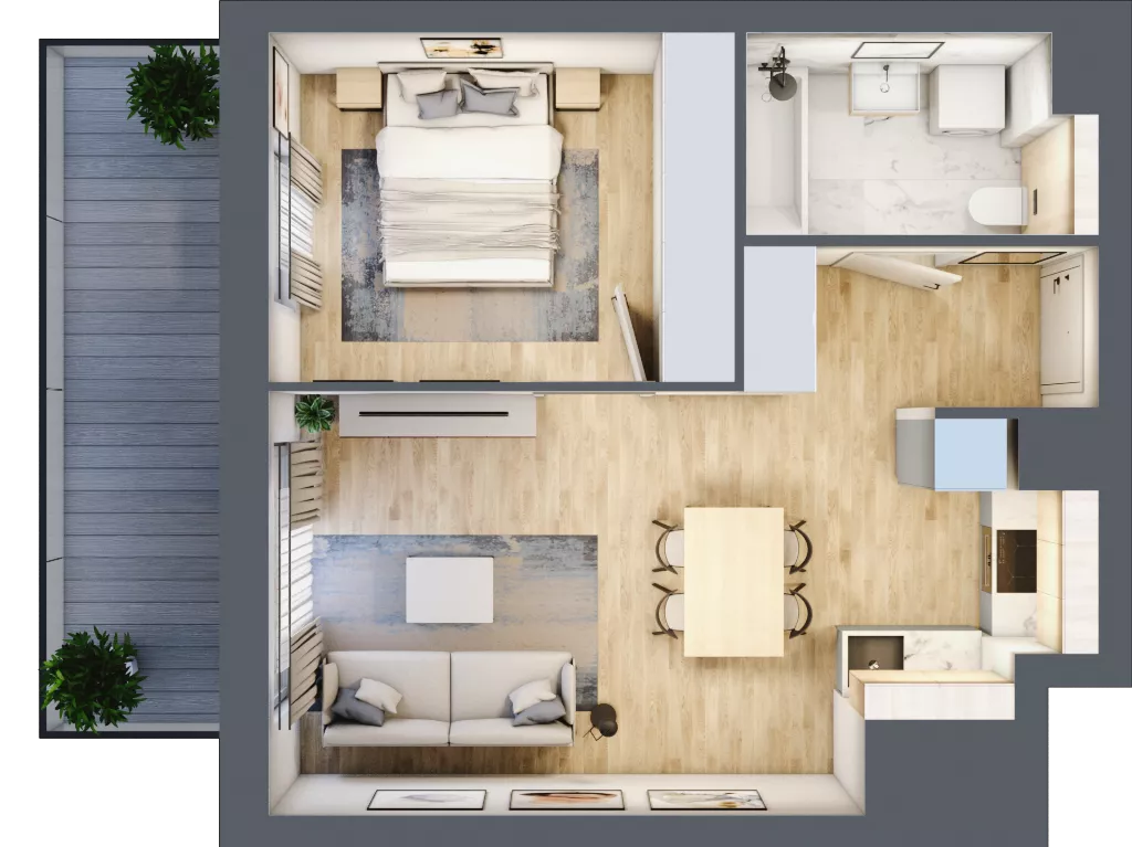 2 pokoje, mieszkanie 41,59 m², piętro 6, oferta nr A.2.7.04, Botanika Skierniewice, Skierniewice, Aleja Macieja Rataja 18
