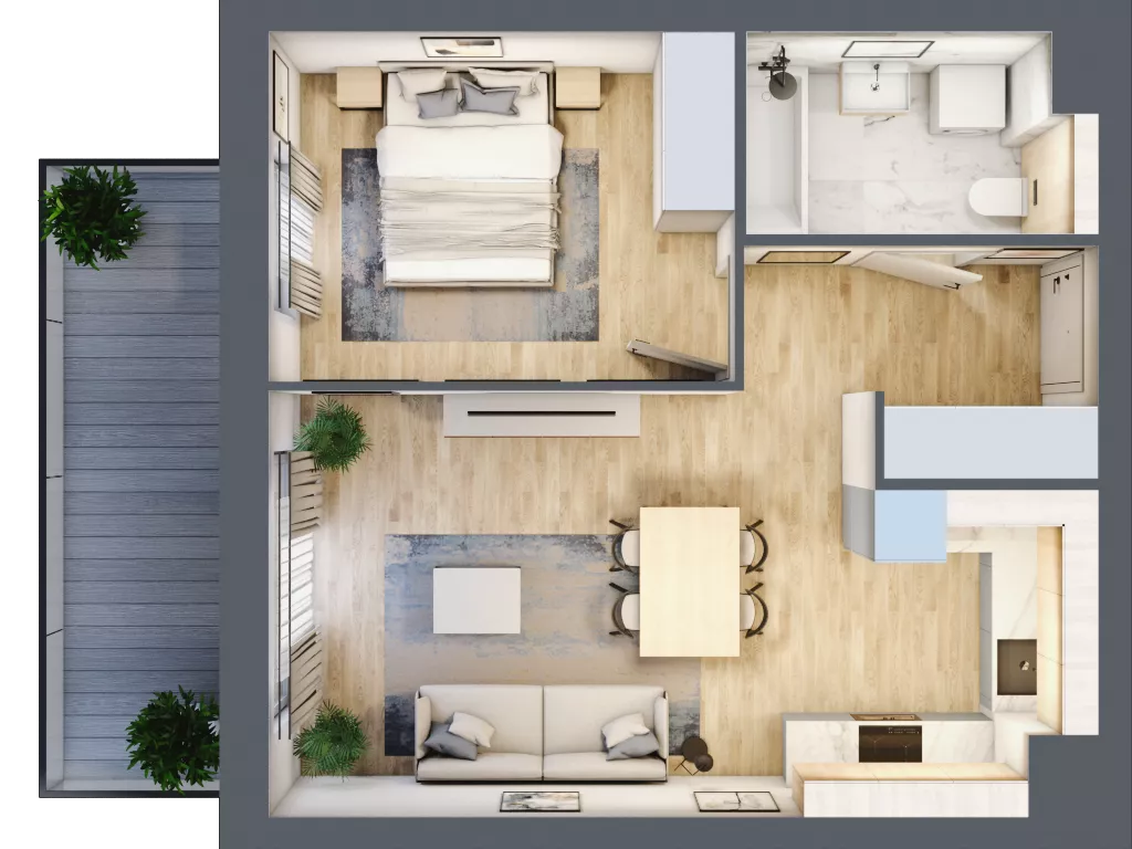 2 pokoje, mieszkanie 43,53 m², piętro 3, oferta nr A.3.4.05, Botanika Skierniewice, Skierniewice, Aleja Macieja Rataja 18