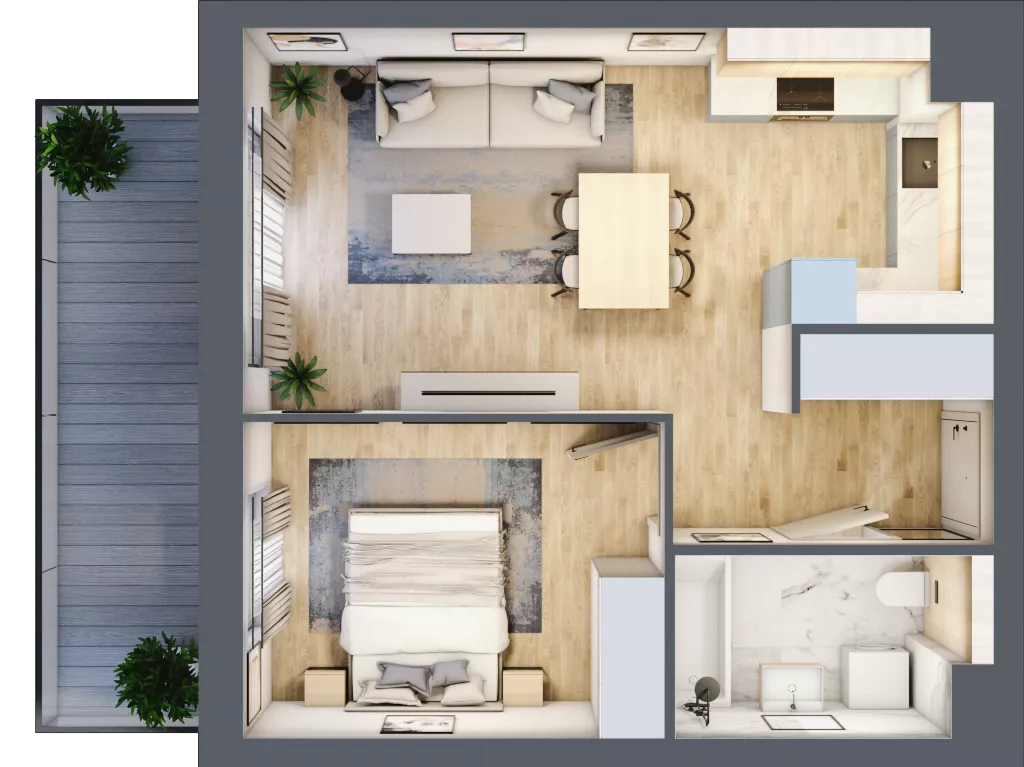 2 pokoje, mieszkanie 43,53 m², piętro 6, oferta nr A.3.7.06, Botanika Skierniewice, Skierniewice, Aleja Macieja Rataja 18