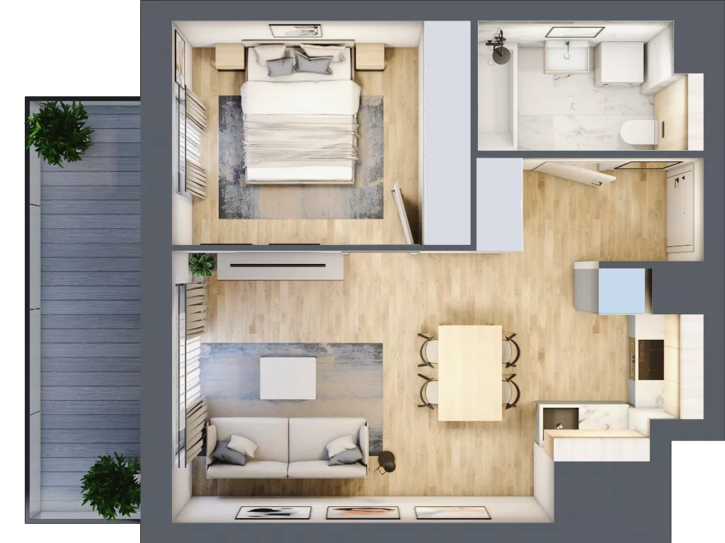 2 pokoje, mieszkanie 41,59 m², piętro 3, oferta nr A.2.4.03, Botanika Skierniewice, Skierniewice, Aleja Macieja Rataja 18