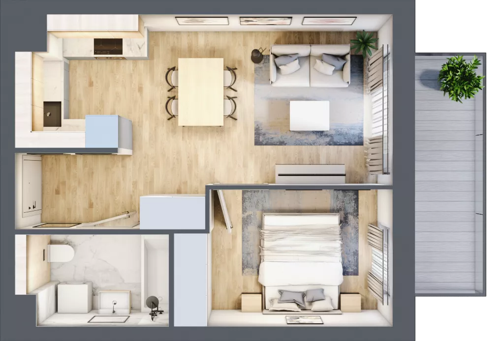 2 pokoje, mieszkanie 38,00 m², piętro 7, oferta nr A.3.8.02, Botanika Skierniewice, Skierniewice, Aleja Macieja Rataja 18