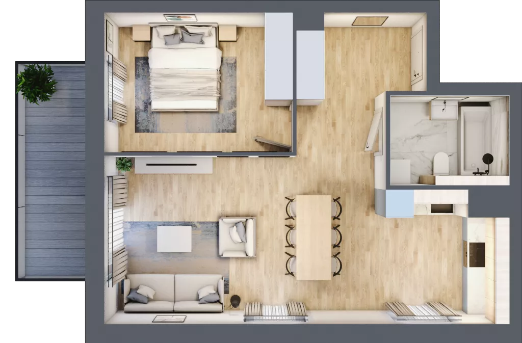 2 pokoje, mieszkanie 53,16 m², piętro 5, oferta nr A.2.6.02, Botanika Skierniewice, Skierniewice, Aleja Macieja Rataja 18