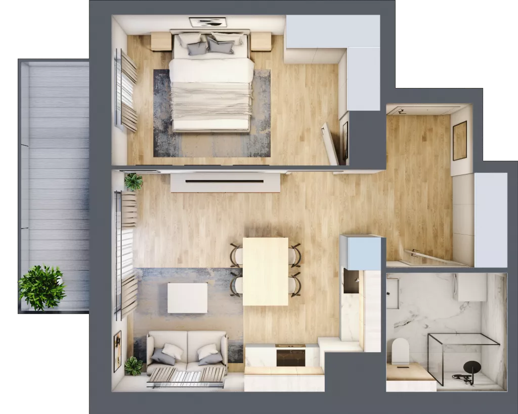 2 pokoje, mieszkanie 43,06 m², piętro 6, oferta nr A.2.7.01, Botanika Skierniewice, Skierniewice, Aleja Macieja Rataja 18