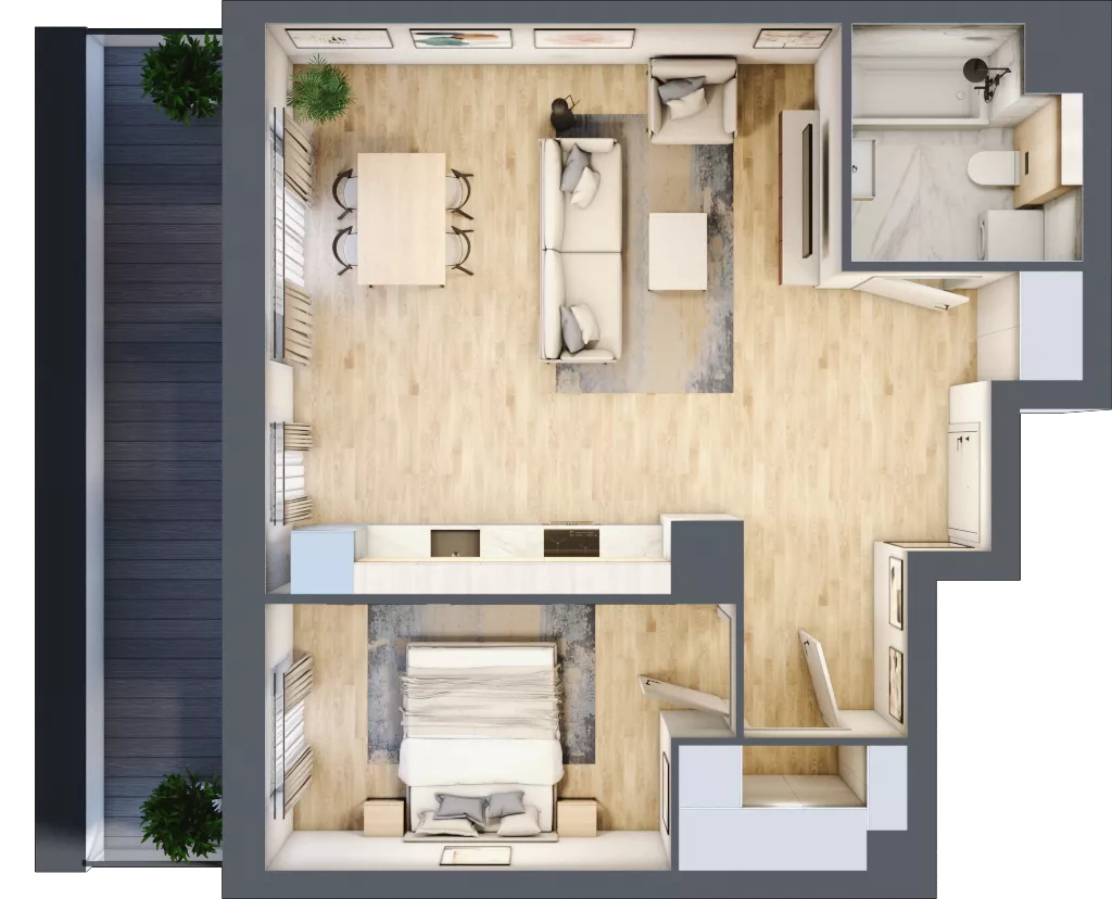 2 pokoje, mieszkanie 54,15 m², piętro 1, oferta nr A.2.2.07, Botanika Skierniewice, Skierniewice, Aleja Macieja Rataja 18