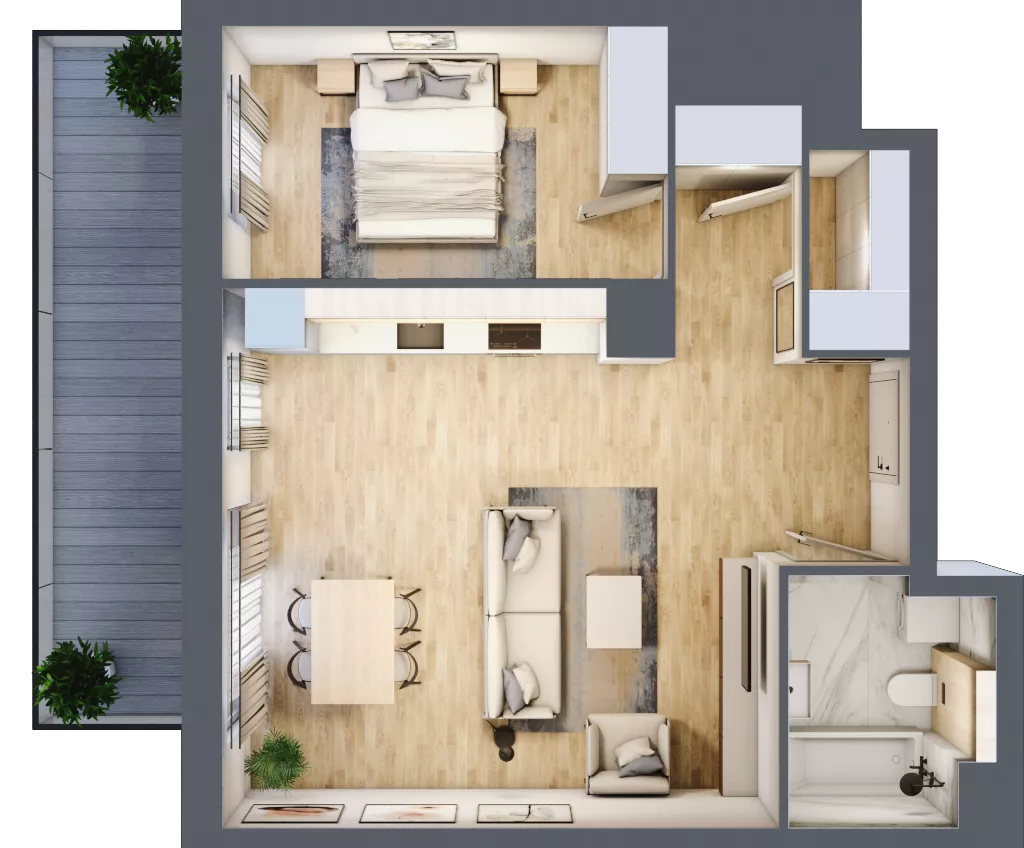 2 pokoje, mieszkanie 53,55 m², piętro 3, oferta nr A.3.4.04, Botanika Skierniewice, Skierniewice, Aleja Macieja Rataja 18